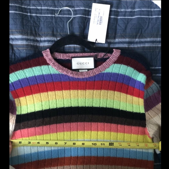 NWT GUCCI RAINBOW STRIPED CASHMERE WOOL SWEATER 🌈 - Picture 10 of 11